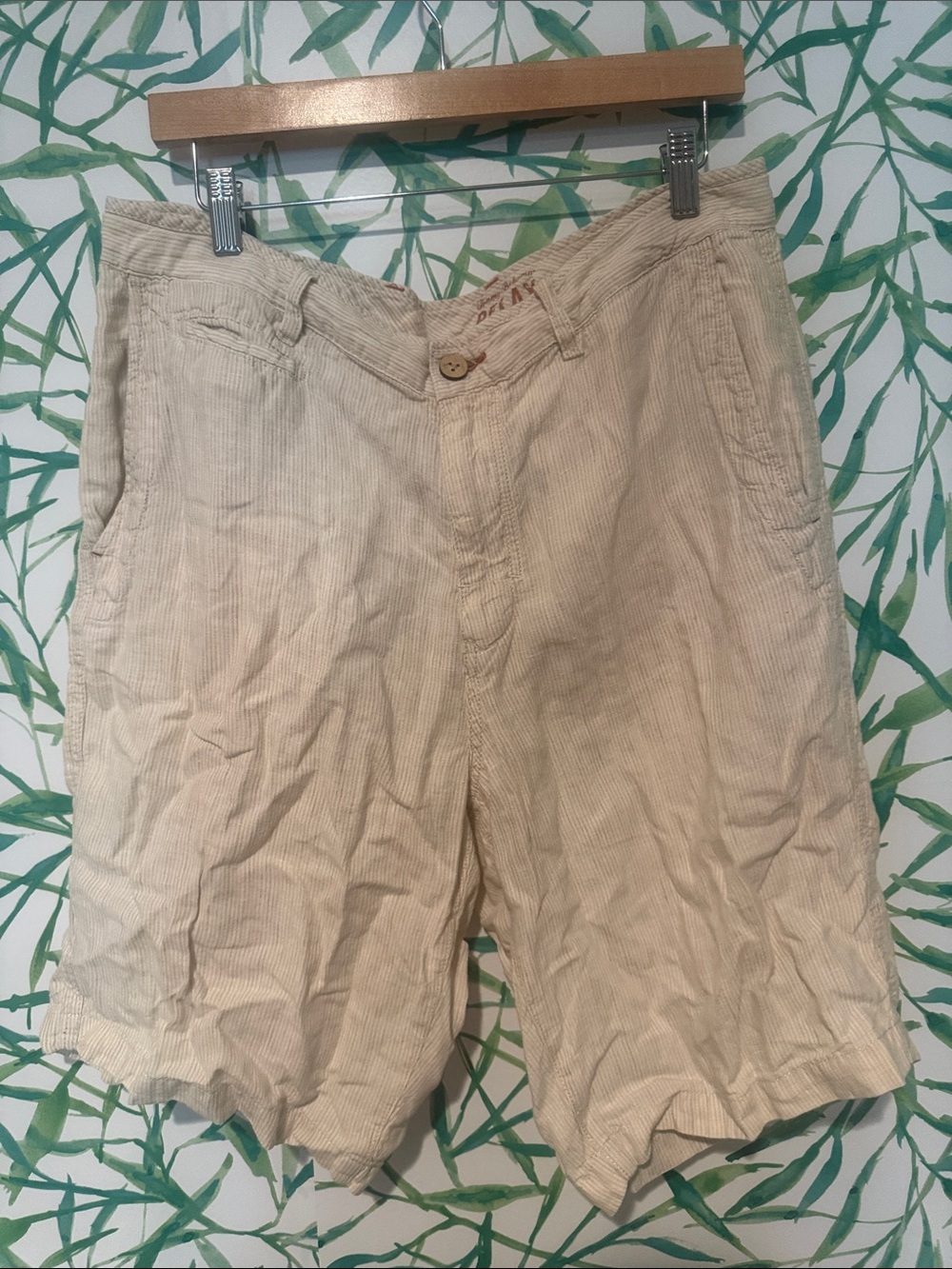 Tommy Bahama Men's Light Beige Flat-Front linen Shorts